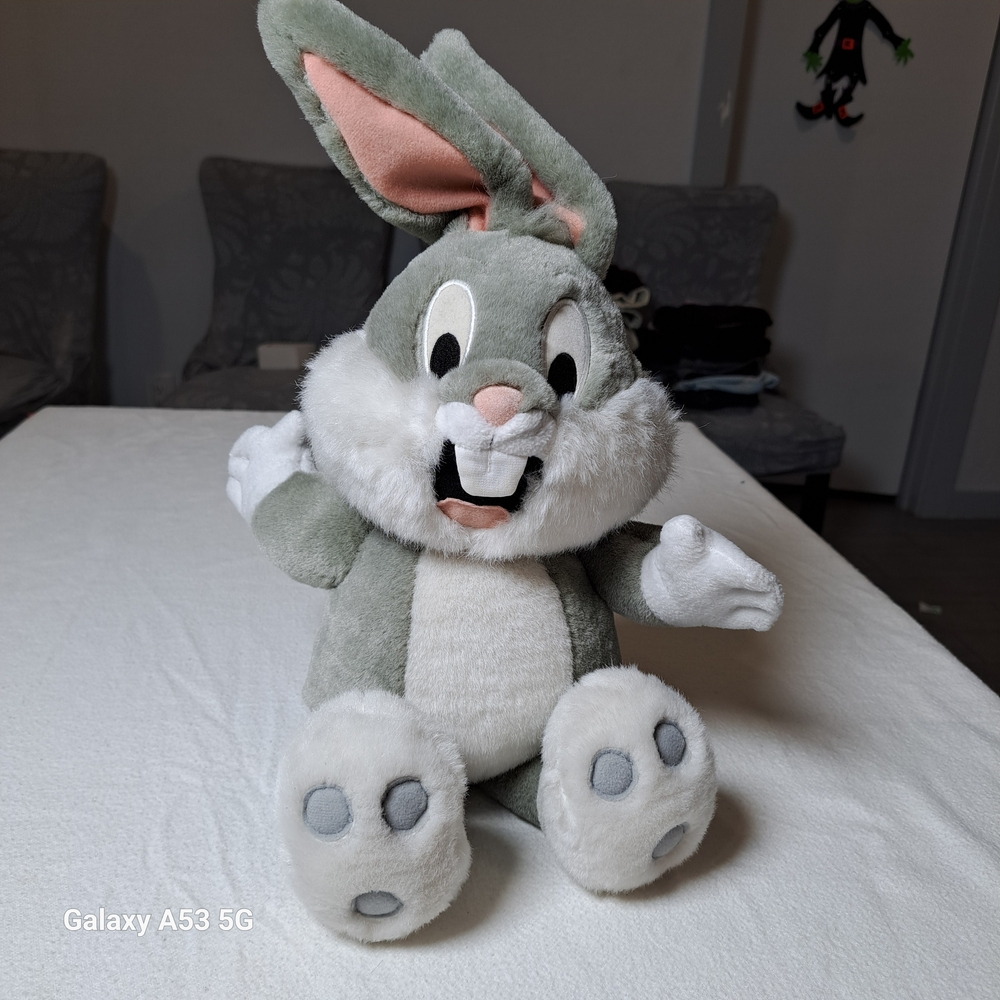 VTG 1997 TYCO Gray and White Plush Bunny Toy
